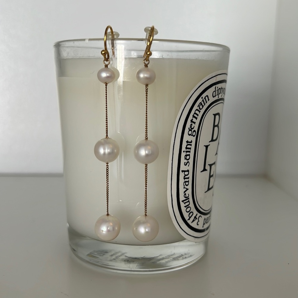 Chan Luu Tiered Floating White Pearl Earrings